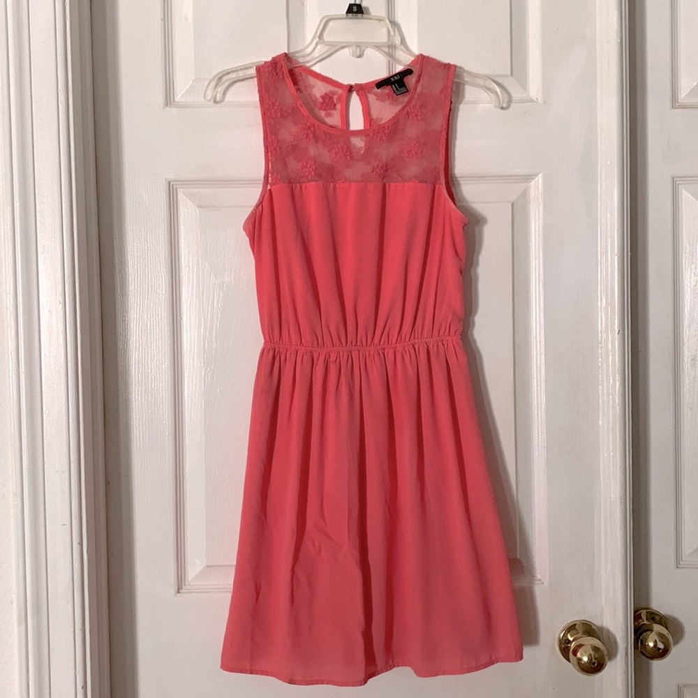 Forever 21 Sheer Back Pink Dress